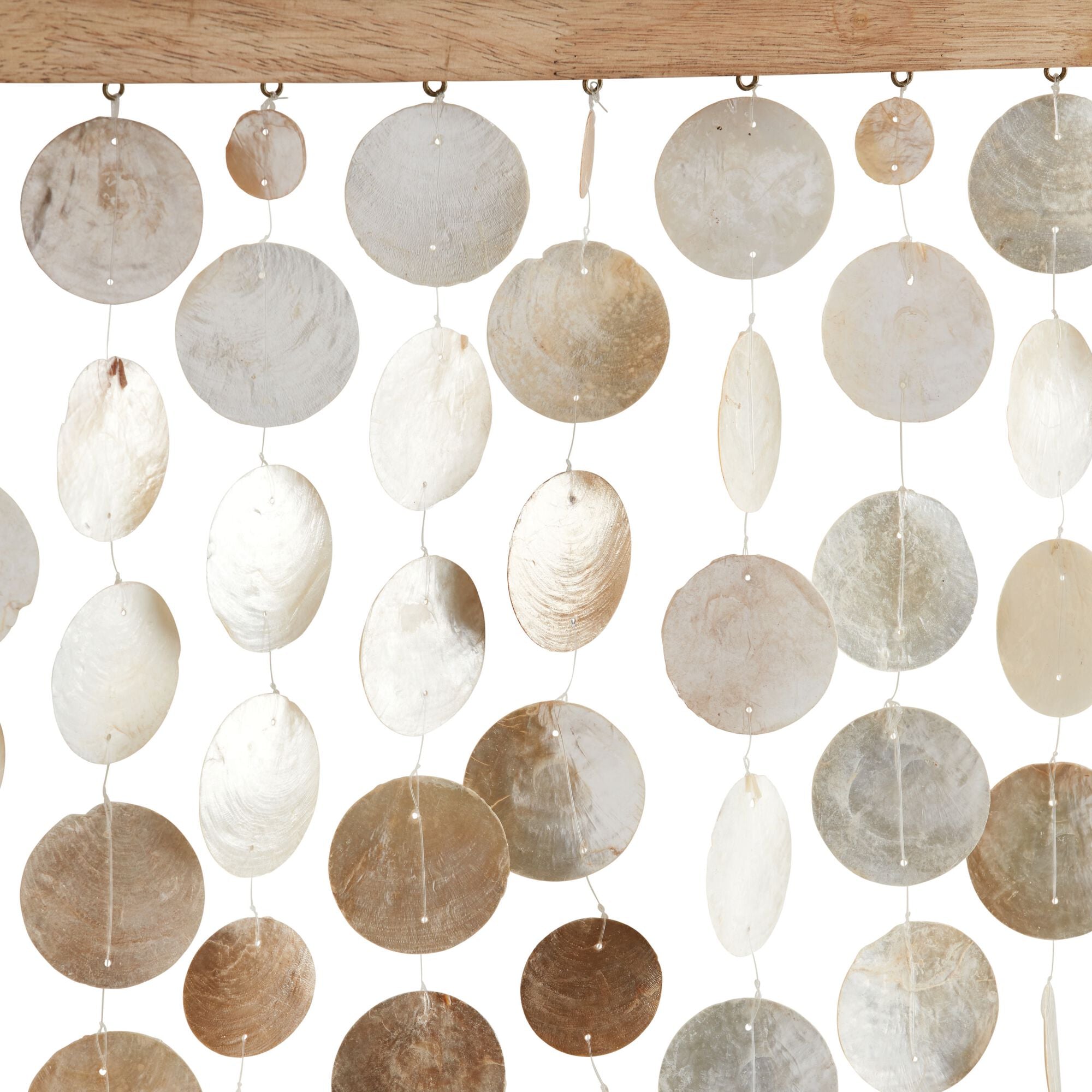 Champagne Capiz Shell And Natural Wood Wall Hanging