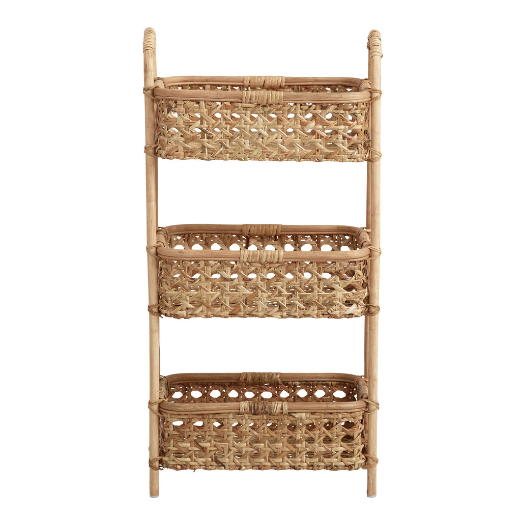 Farrah Natural Rattan Cane 3 Tier Storage Tower